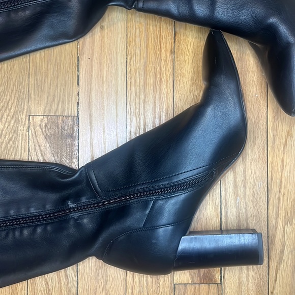 Franco Sarto Pointed Toe Black Kolette Leather Boots Heels Size 11 - Picture 7 of 11